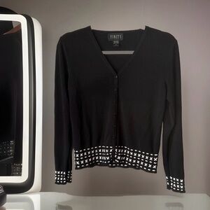Finity Black and White Cardigan Sweater